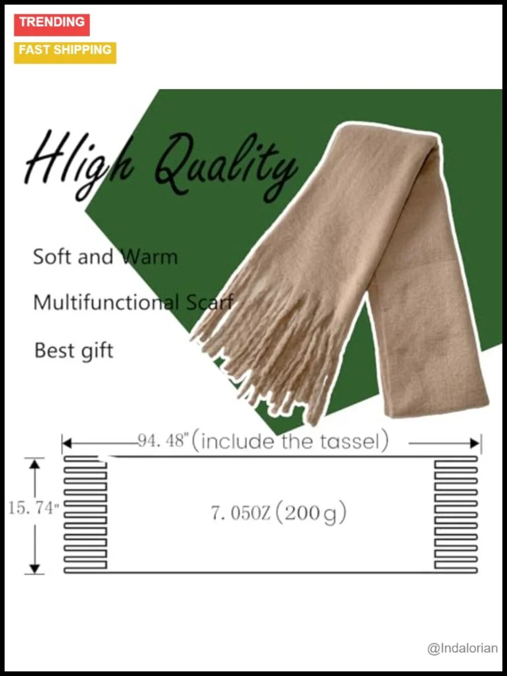 Chunky Oversized Thick Blanket Scarf Cashmere Feel Shawl